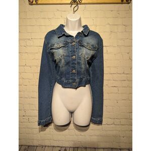 Love tree denim cropped fitted denim jacket lg*